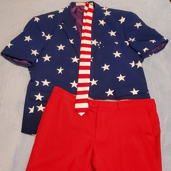 OppoSuits Men's Stars and Stripes summer suit - SZ 52 - Picture 1 of 6